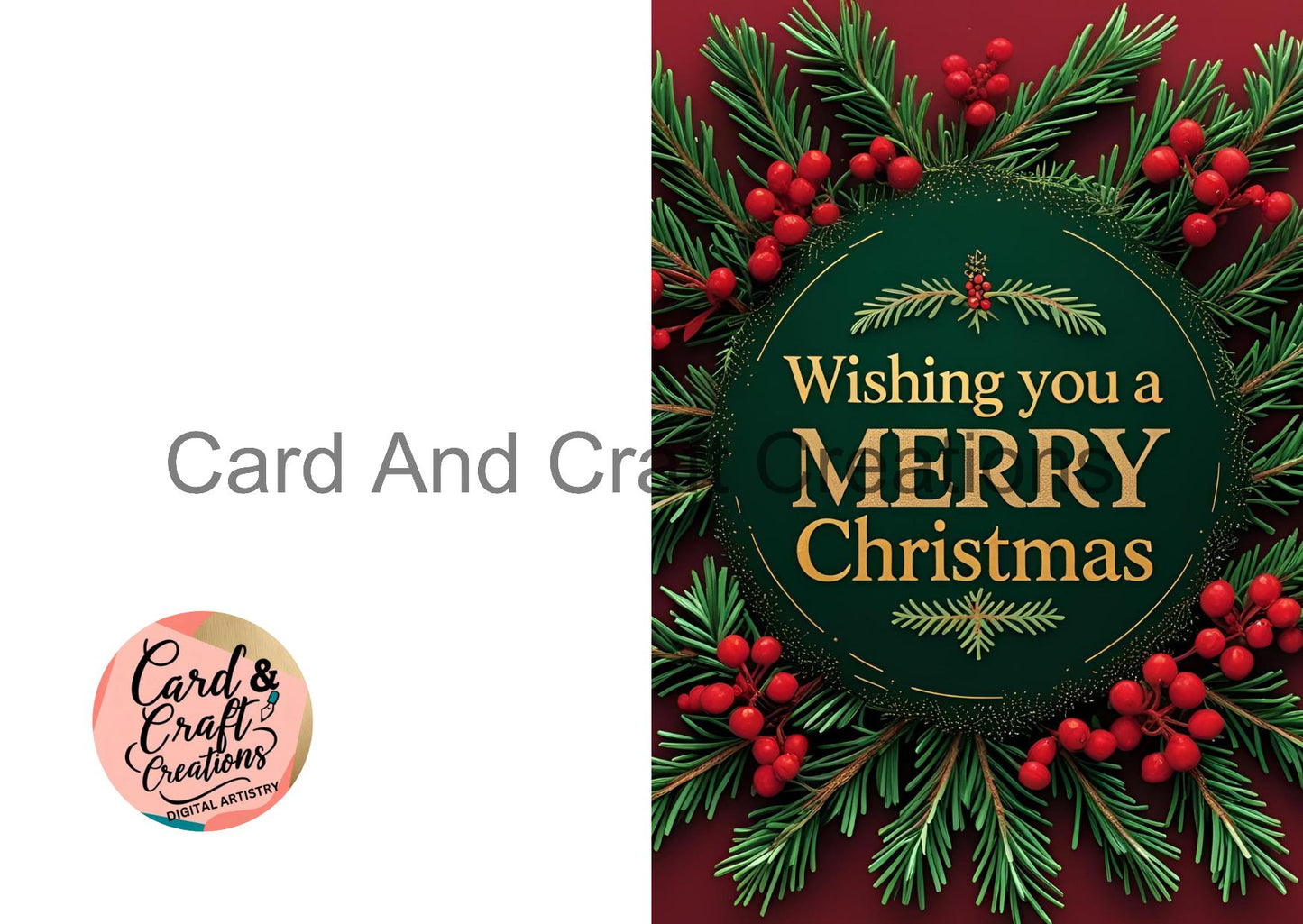 Classic Pine Wreath – Merry Christmas Card