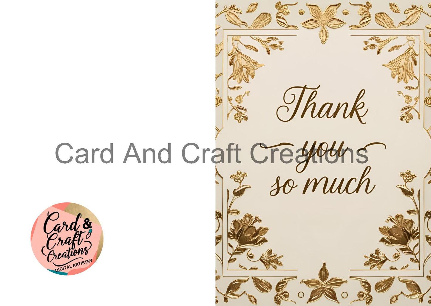 Golden Floral Corners Thank You Card
