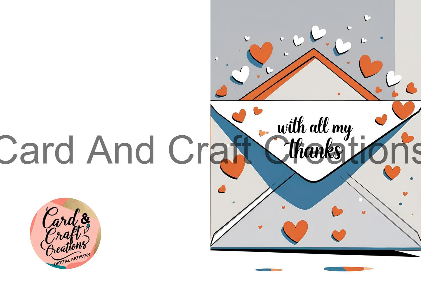Hearts and Envelope Thank You Card