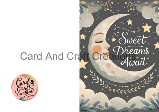 Sweet Dreams Await Moon & Stars Digital Card