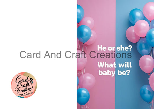He or She? What Will Baby Be? – Gender Reveal Card