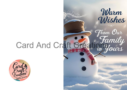 Warm Wishes Snowman – Family Christmas Card (Photo Style)