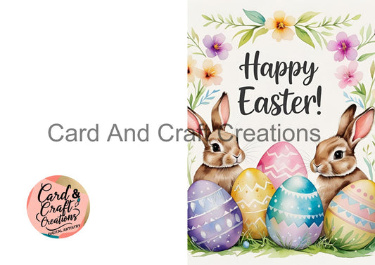 Easter Bunnies & Blossoms – Happy Easter Card