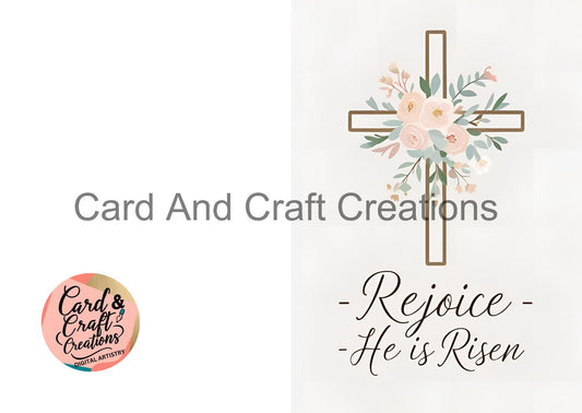 Floral Cross – He Is Risen Card