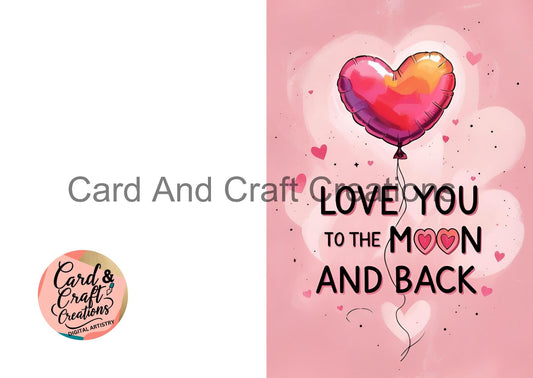 Love You to the Moon – Pink Balloon Card