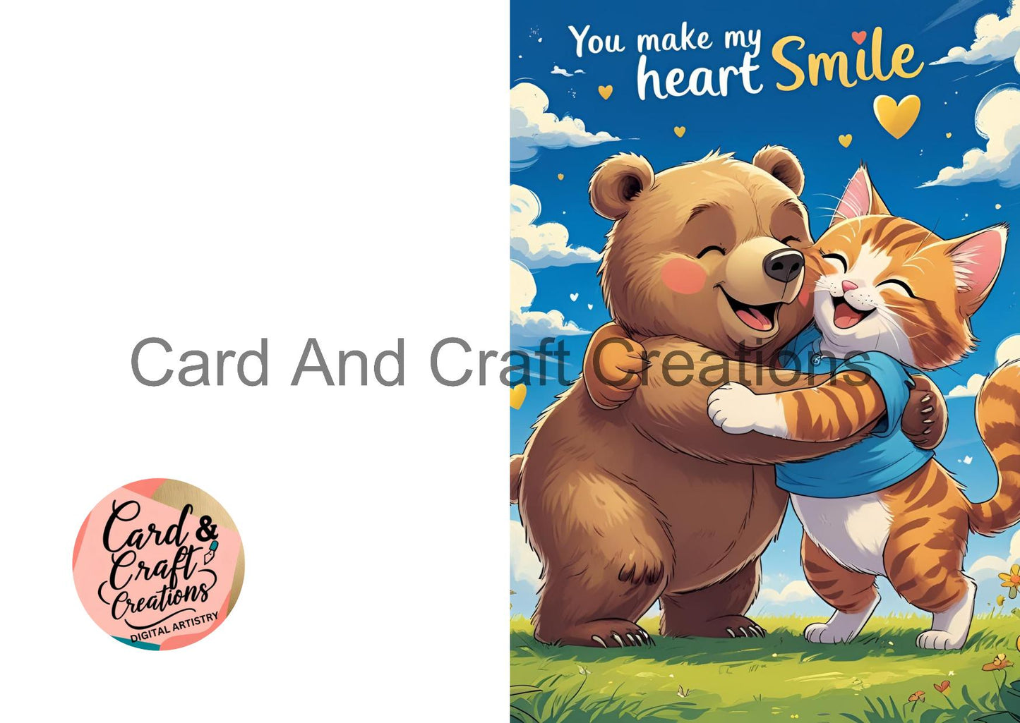 You Make My Heart Smile – Cute Animal Hug Card