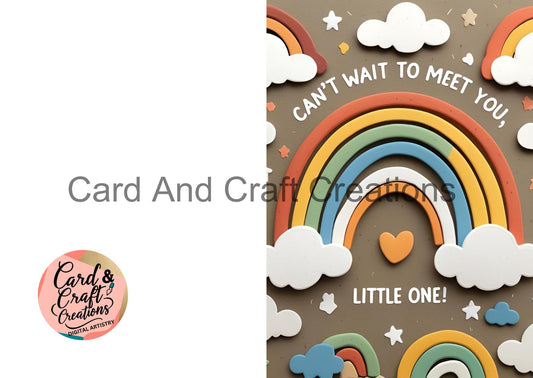 Can’t Wait to Meet You Neutral Rainbow Digital Card