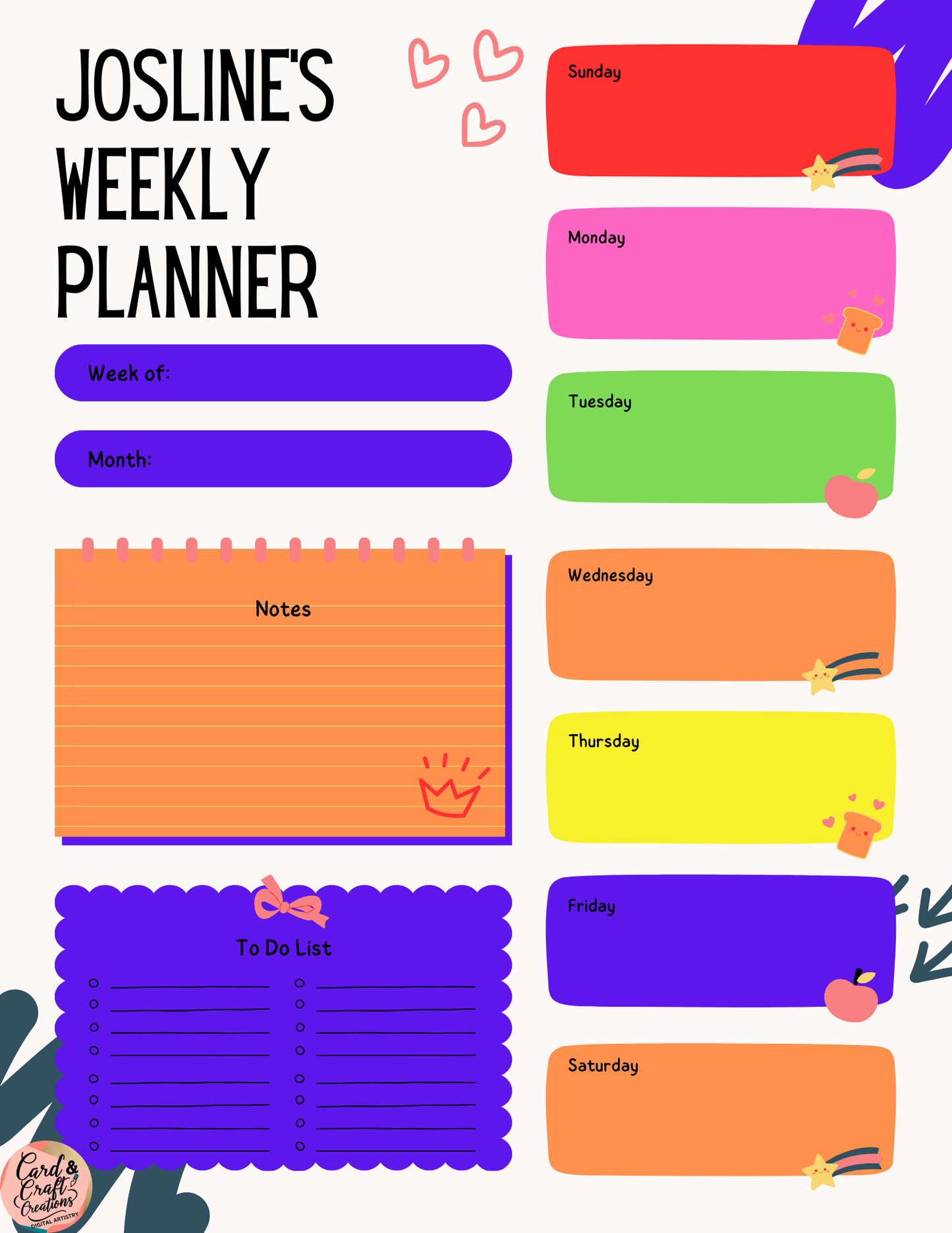 Bold & Bright Weekly Planner