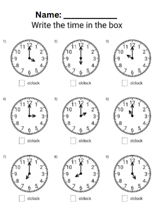 Time Telling Worksheet
