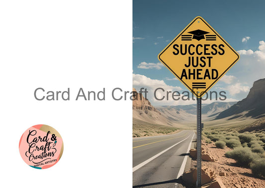 Success Just Ahead – Road Sign Graduation Card