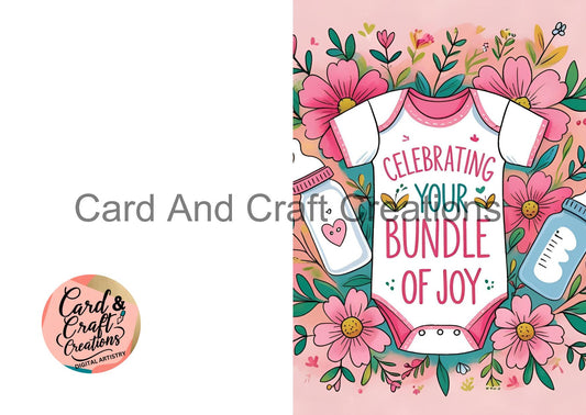 Celebrating Your Bundle of Joy Floral Onesie Digital Card
