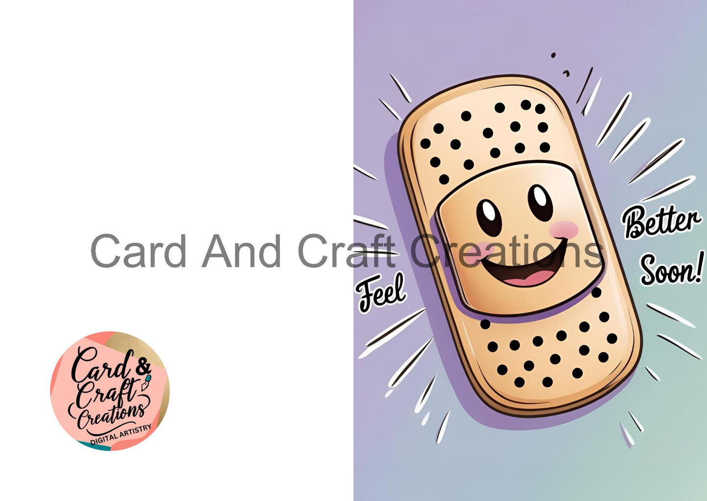 Cartoon Bandage Get Well Card