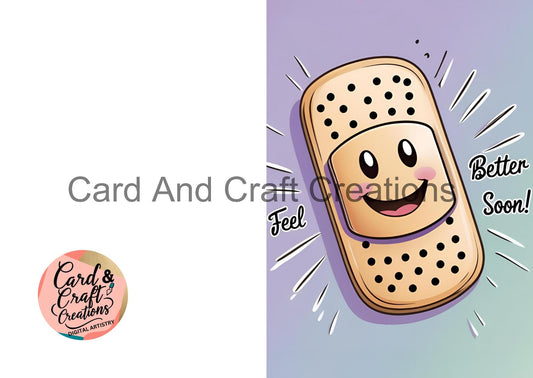 Cartoon Bandage Get Well Card