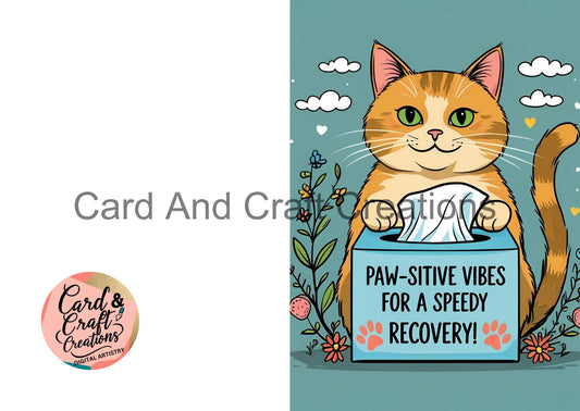 Cheerful Cat Get Well Card