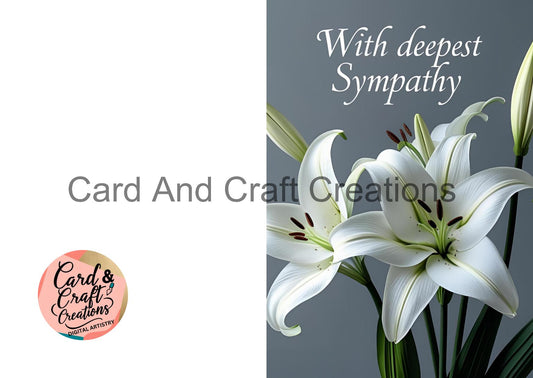 With Deepest Sympathy White Lily Card