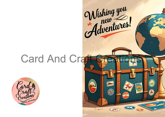 Adventure Awaits Farewell Card (Suitcase & Globe)