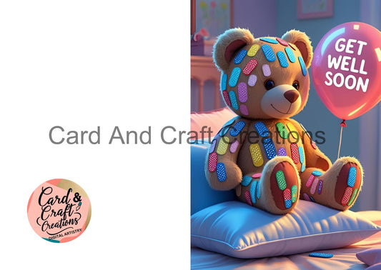 Teddy Bear with Bandages Get Well Soon