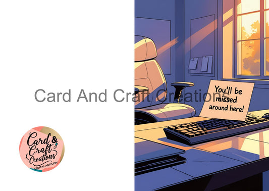 Sunset Office Farewell Card