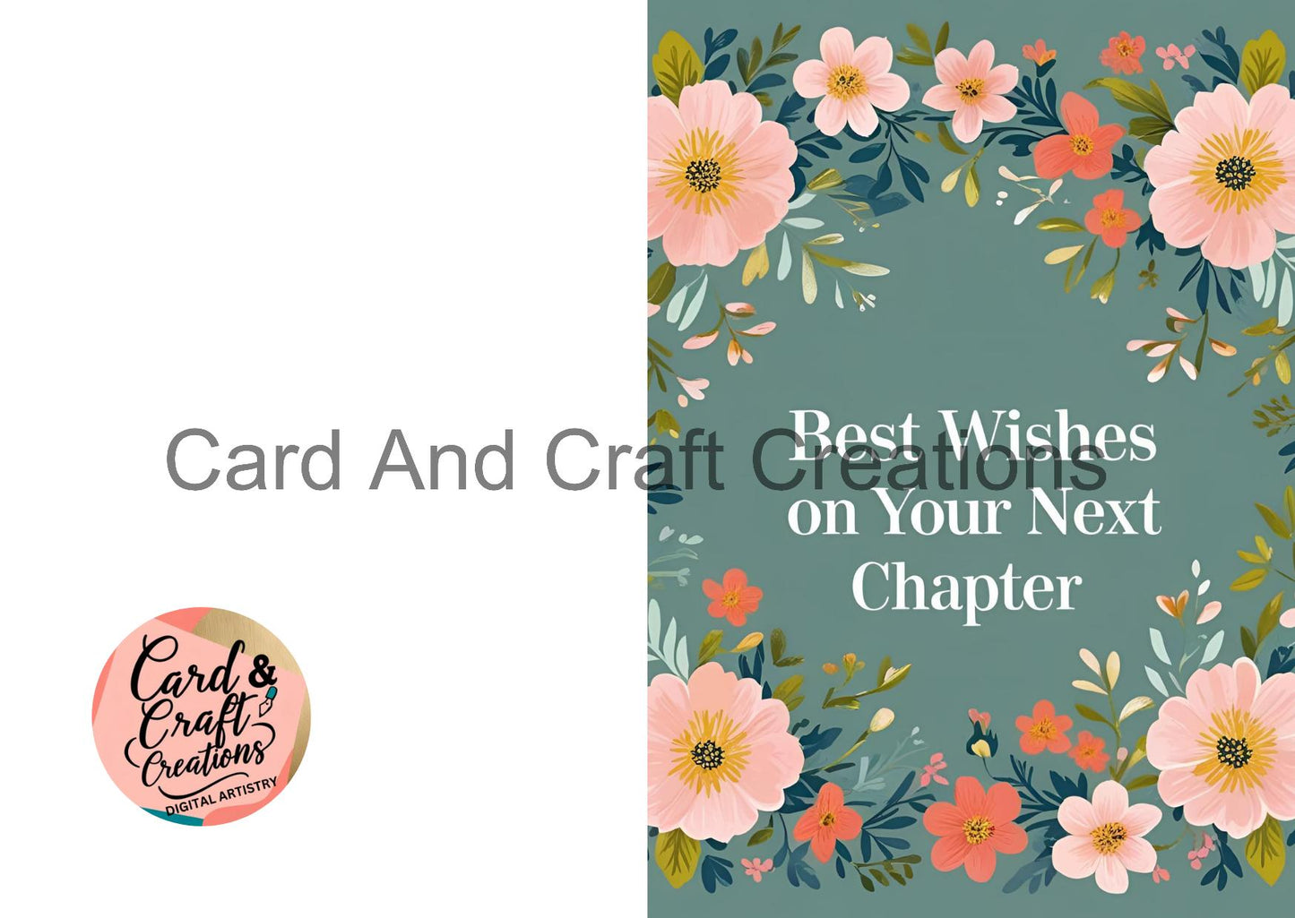 Floral Farewell Card – Next Chapter (Green Background)