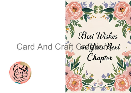 Floral Farewell Card – Next Chapter (Cream Background)