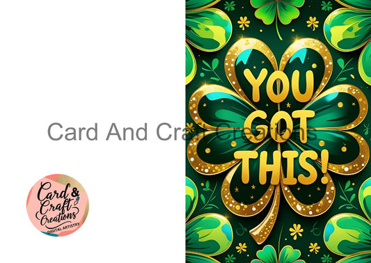 You Got This! Four-Leaf Clover Digital Card