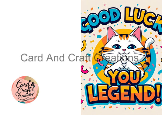 Good Luck, You Legend! Confetti Cat Digital Card