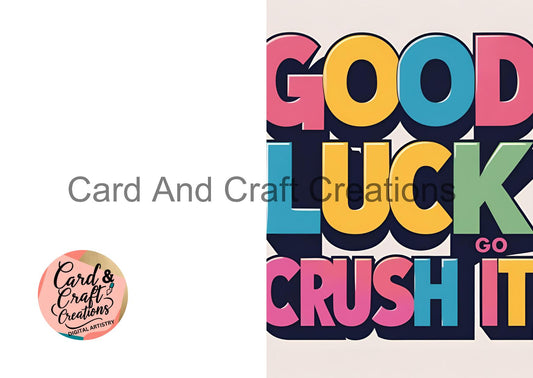 Good Luck, Go Crush It! Bold Typography Digital Card