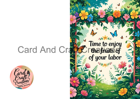 Retirement Farewell Card – Garden & Butterflies